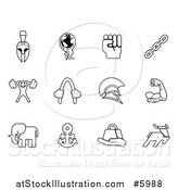 Vector Illustration of Black and White Strength Icons by AtStockIllustration