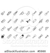 Vector Illustration of Black and White Tool Icons by AtStockIllustration