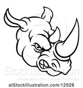 Vector Illustration of Black and White Tough Rhinoceros Sports Mascot Head by AtStockIllustration