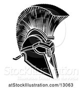 Vector Illustration of Black and White Trojan Spartan Helmet by AtStockIllustration