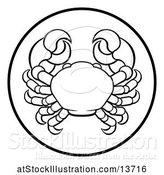 Vector Illustration of Black and White Zodiac Horoscope Astrology Cancer Crab Circle Design by AtStockIllustration