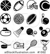 Vector Illustration of Black Athletic Related Icons over a White Background by AtStockIllustration