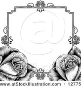 Vector Illustration of Black Border Frame with Roses by AtStockIllustration