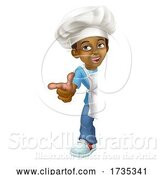 Vector Illustration of Black Boy Child Chef Kid Sign Pointing by AtStockIllustration