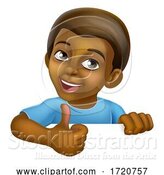 Vector Illustration of Black Boy Child Kid Thumbs up Sign by AtStockIllustration