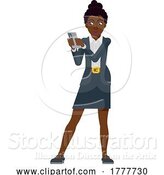 Vector Illustration of Black Business Holding Phone Lady Mascot by AtStockIllustration