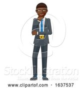 Vector Illustration of Black Businessman Thinking Mascot Concept by AtStockIllustration