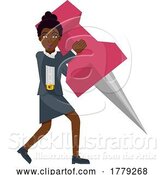 Vector Illustration of Black Businesswoman and Map Pin Tack Concept by AtStockIllustration