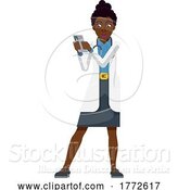 Vector Illustration of Black Doctor Lady Mobile Phone Character by AtStockIllustration