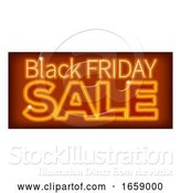 Vector Illustration of Black Friday Sale Orange Neon Sign by AtStockIllustration