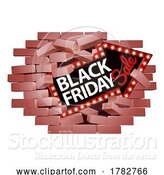 Vector Illustration of Black Friday Sale Sign Brick Wall Breaking Concept by AtStockIllustration