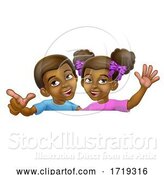 Vector Illustration of Black Girl and Boy Children Children Sign by AtStockIllustration