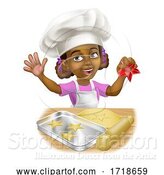 Vector Illustration of Black Girl Child Chef Cook Baker Kid by AtStockIllustration