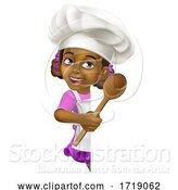 Vector Illustration of Black Girl Child Chef Kid Sign by AtStockIllustration