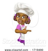 Vector Illustration of Black Girl Child Chef Kid Sign Pointing by AtStockIllustration