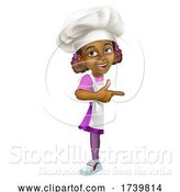 Vector Illustration of Black Girl Child Chef Kid Sign Pointing by AtStockIllustration