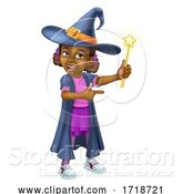 Vector Illustration of Black Girl Child Halloween Witch Costume by AtStockIllustration