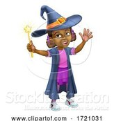 Vector Illustration of Black Girl Child Halloween Witch Costume by AtStockIllustration