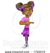 Vector Illustration of Black Girl Child Kid Pointing Sign by AtStockIllustration