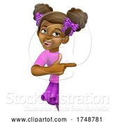 Vector Illustration of Black Girl Child Kid Pointing Sign by AtStockIllustration