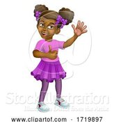 Vector Illustration of Black Girl Child Kid Thumbs up Waving by AtStockIllustration