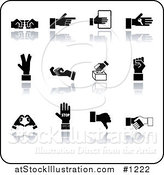 Vector Illustration of Black Hand Gestures on a White Background by AtStockIllustration