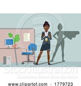 Vector Illustration of Black Hero Lady with Superhero Shadow Concept by AtStockIllustration