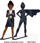 Vector Illustration of Black Hero Lady with Superhero Shadow Concept by AtStockIllustration