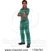 Vector Illustration of Black Lady Doctor Nurse Medical Professional by AtStockIllustration