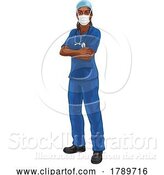 Vector Illustration of Black Lady Doctor Nurse Medical Professional Mask by AtStockIllustration