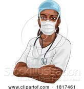 Vector Illustration of Black Lady Doctor Nurse Medical Professional Mask by AtStockIllustration