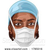 Vector Illustration of Black Lady Female Medical Doctor or Nurse in Mask by AtStockIllustration