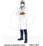 Vector Illustration of Black Lady Medical Doctor in PPE Mask by AtStockIllustration