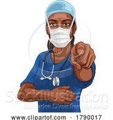 Vector Illustration of Black Lady Medical Doctor Nurse Pointing by AtStockIllustration