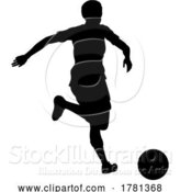 Vector Illustration of Black Lady Soccer Football Player Silhouette by AtStockIllustration