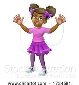 Vector Illustration of Black Little Girl Child Kid Waving by AtStockIllustration