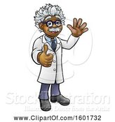 Vector Illustration of Black Male Senior Scientist or Doctor Waving and Giving a Thumb up by AtStockIllustration