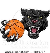 Vector Illustration of Black Panther Leopard Jaguar Cat Basketball Mascot by AtStockIllustration