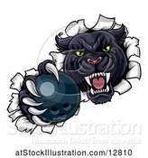 Vector Illustration of Black Panther Mascot Breaking Through a Wall with a Bowling Ball by AtStockIllustration