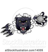 Vector Illustration of Black Panther Mascot Shredding Through a Wall with a Golf Ball by AtStockIllustration
