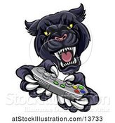 Vector Illustration of Black Panther Using a Video Game Controller by AtStockIllustration