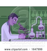 Vector Illustration of Black Scientist Working in Laboratory by AtStockIllustration