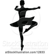 Vector Illustration of Black Silhouetted Ballerina Dancing by AtStockIllustration