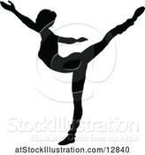 Vector Illustration of Black Silhouetted Ballerina Dancing by AtStockIllustration