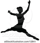 Vector Illustration of Black Silhouetted Ballerina Dancing by AtStockIllustration