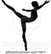 Vector Illustration of Black Silhouetted Ballerina Dancing by AtStockIllustration