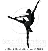 Vector Illustration of Black Silhouetted Ballerina Dancing by AtStockIllustration