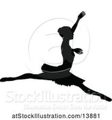 Vector Illustration of Black Silhouetted Ballerina Dancing by AtStockIllustration