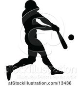 Vector Illustration of Black Silhouetted Baseball Player Batting by AtStockIllustration