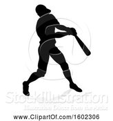 Vector Illustration of Black Silhouetted Baseball Player Batting, with a Reflection on a White Background by AtStockIllustration